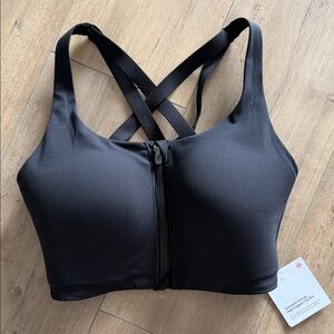 NWT Lululemon Energy Zip-Front Bra Sz 34DDD Black Run Crossfit Gym High Support